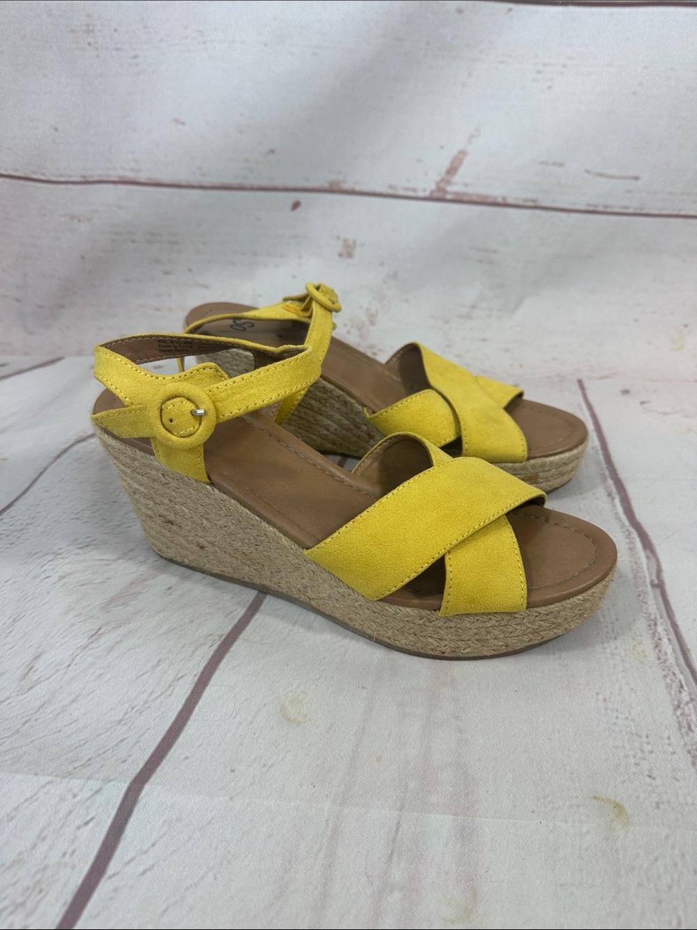 SO Yellow Women's Espadrille Wedge Sandals - Casual Summer Style 8.5